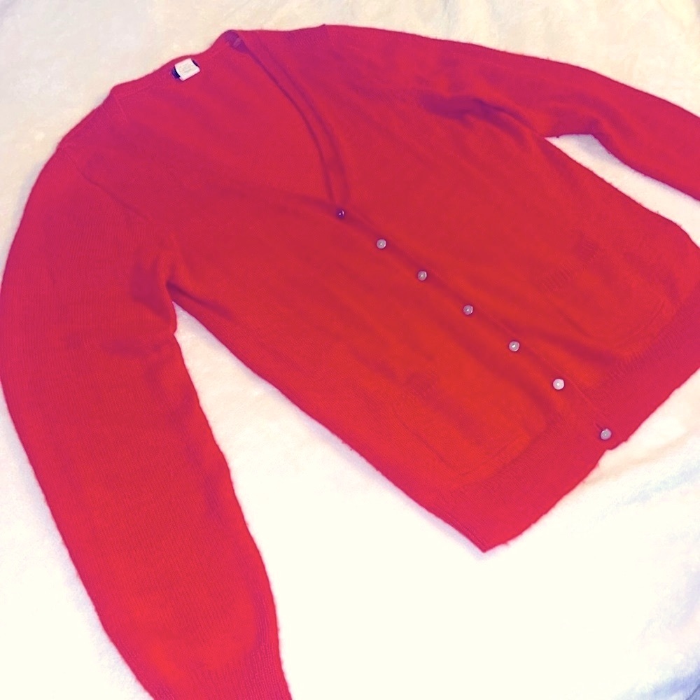 J. CREW holiday Red Cardigan Sweater XL Wool blend